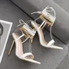 Ketten Offene Zehen Sommersandalen Dünne High Heel Bandage Rom Gladiatoren Damen Sandale Hochzeit Brautschuhe Große Größe 35-42