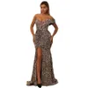 Sparkly Multi Prom Dress Off Shoulder Sweetheart Mermaid Prom Jurk Long Sexy Thigh Slit Formele feestjurken voor vrouwen