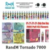 Original RandM Tornado 7000 Puffs Einweg-Vape-Stift, elektronische Zigaretten, 14 ml Pod mit Mesh-Spule, 6 leuchtende Farben, wiederaufladbar, luftverstellbar, 5 % 2 % RM