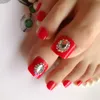 Fałszywe paznokcie moda matowa rhinestone czerwona/czarna/różowa
