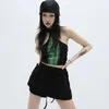 Tanques de camisóis Karrcat cyber y2k halter tops grunge tanque irregular top gótico preto colheita punk estilo punk roupas de grife chique egirl streetwear 230503