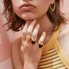 Ringas de banda Aensoa Bohemian Heart Gold Color for Women Boho Love Round esmalte anel 2022 jóias de moda feminina de dedo y23