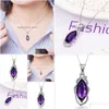 Anhänger Halsketten Fysl Silber vergoldet Marquise Form Natürliche Amethysten Kristall Link Kette Halskette Trendy Schmuck Drop Lieferung Dhgarden Dhpnv