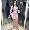 Casual Dresses Sexig klänning 2023 Spring Mesh Sheer Print Party Birthday for Women Y2K Clothes Nightclub Club Streetwear Wholesale