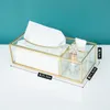 Organisation Gold Tissue Box Rectangular Clear Glass Paper Tissue Box For Home Tissue Dispenser Geometric Glass Tissue Box