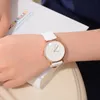 Armbandsur Vita klockor Kvinnor Grid Dial Leather Dress Watch Casual Sport Creative Quartz-Watch Analog Armband Armbandsur Drop