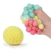 6,0 cm Trikolor Squishy Ball Fidget Toy Mesh Squish Grape Ball Zabawne ściskanie zabawki stres stres w odpowietrzanie kulki płasko