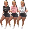 PRA Summer Casual TrackSuits PRDDA Letter Print Szorty Dwukałki zestawy Kobiety za okrągłe szyi Tshirt i szorty dress