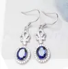 Dange oorbellen Topaz Drop Earring Natural Real 925 Sterling Silver Fine Jewelry 1.1CT 2PCS Gemstone Crown Style #TF18100111