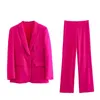 Women's Jackets ZAMD 2023 Tops Solid Color Long Sleeve Pocket Button Blazer Chic Outerwear Female Trafzar Coats