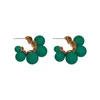 Hoop Earrings Japan Korean Green Acrylic Ball C Shape For Women Fashion Jewelry Geometric Oorbellen Brincos Wholesale