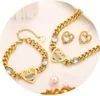 Fashion Men Women Bracelet Earrings Necklace Jewelry Sets Luxury Designer Stainless Steel 18K Gold Plating Crystal Brand Letter Wedding Jewelry Accessories