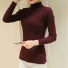 Kvinnors tröjor Autum Kvinnliga damer Långärmad Turtleneck Slim Montering Sticked Thin Sweater Top Femme Korean Pull Tight Casual Shirts H9