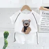 Baby Boy Clothes Summer Children Clothes Suit T-shirt Pants Suit Cartoon Bear Print Clothes Kids Sports Suit