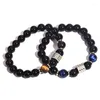 Bracelets porte-bonheur WANGAIYAO acier inoxydable oeil de tigre obsidienne brillant noir perle Bracelet personnalité homme mode 100 main chaîne J