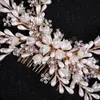 Pearl Wedding Hair Comb Tiaras For Women Crystal Bead Alloy Hairpin Girls Prom Hair Clips Charm Bridal Hair Jewelry