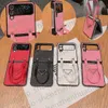 Z Flip 4 Phone Cases For Samsung Galaxy Z flip 3 5G Cover For Galaxy ZFlip3 Zflip1 2 Classic Luxury Black Pink White Hard PC Case Fashion With Diamond Ring holder Hand Rope