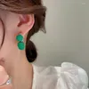 Hoop kolczyki Japonia Koreańska zielona akrylowa kulka C Kształt dla kobiet mody biżuterii geometryczna Oorbellen Brincos Hurtowa
