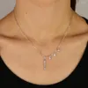 Chaînes Simple bâton pendentif barre Long collier creux fille lien chaîne CZ cuivre colliers bande bijoux pour femmes cadeau