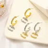 Cazibe çift aşk çember küpeleri 925 elmas kakma saplama küpe 18k altın takı tasarımcı hediyeler küpe 2023 Yeni Düğün Partisi Paslanmaz Çelik Takı Toptan