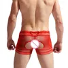 Underpants Sexy Mens Underwear Gay Erotic Boxer Shorts Lace Sissy Open BuUnderpants Bulge Pouch Male Panties Crotchless Men Boxershorts