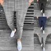 Men's Pants Mens Check Formal Trousers Slim Fit Cotton Vintage Smart Office Business