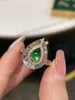 Cluster Rings SX Solid 18K Gold Nature Green Emerald 0.70ct For Women Birthday's Presents Fine Jewelry