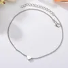 Anklets Simple Style Heart Charm Gold And Silver Color Plated Metal O Chain For Women Anklet Gift