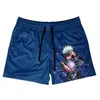 Shorts masculinos anime jujutsu kaisen shorts homens mangá shorts shorts ginásticos satoru gojo 3d impressão rápida malha seca shorts de tábua de grandes dimensões j230503