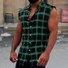 Men's Casual Shirts Sleeveless Vest Men Tops Polyester Tank Single-breasted Holiday Clothes