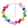Tour de cou magnifique 3 couleurs cristal gemmes collier Sexy bijoux pour femmes Maxi mode déclaration courte