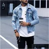 Herrjackor adisputent män jeans rockar 2021 hösten mens jacka mode casual denim plus size blå färg lapel rippade jean x0710 dr dhj9l