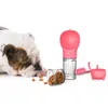 Matning Kommilife Portable Cat Dog Water Bottle Food Feeder Drinker Poop Dispenser 3 i 1 Läcksäker multifunktionell hundvattenflaska