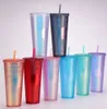 Double-layer Plastic Straw Cup with Large Capacity Creativity 710ml Durian Cup, Tie-hand Mugs Portable Diamond with Lid and Straw