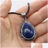 Hänge halsband naturlig sten kvarts ametist lapis lazi opal dropshaped for women men smycken halsband kedja längd 55 5c dhgarder dhohe