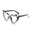 Lunettes de soleil Mosengkw Retro Sext Clear Lens Hear Designer Crystal Lunettes Hip Hop Cool Luxury Diamond Eyewear