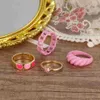 Bagues de bande bohème coeur chaîne ensemble pour femmes mode rose amour bague en gros bijoux fête Y23