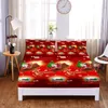 Set Christmas 3pc Polyester Solid Fitted Sheet Mattress Cover Four Corners With Elastic Band Bed Sheet(2 pillowcases)