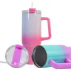 40oz sublimering gradient glitter tumbler med handtag skimmer tumlare rostfritt stål stora kapacitet öl mugg isolerad resemugg reser kaffe mugg grossist 0512