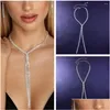 Chains Y Long Crystal Double Layers Harness Necklaces Chain Women Necklace Body Jewelry Rhinestone Tassel Drop Delivery Penda Dhgarden Dhjhz