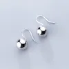 Boucles d'oreilles pendantes perles suspendues en argent Sterling 925 pour les femmes Simple boule ronde brillante goutte boucle d'oreille bijoux de mode cadeau en gros