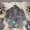 Women's Blouses Summer Bohemian Vacation Vintage Ethnic Wind Floral Short-sleeved Short Chic Sweet And Versatile Shirt