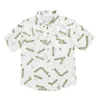 Erkekler Tişörtleri 2023 Yaz Çocuklar Hawaiian Gömlek Tops Pamuk Kısa Kollu Dönüş Yatak Baskı Çocuklar Plaj Seyahat Çekiş Giysileri