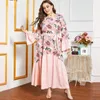 Roupas étnicas Marroquino Khaftan Fashion Spring e Autumn Pink Printe