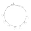 Charm Bracelets Women's Silver Plated Foot Chain / Bracelet Bamboo Hollow Small Star Five Pointed Exquisite Jewelry