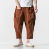 Pantalons hommes Baggy pantalon gros entrejambe pantalon taille élastique sarouel jambes larges hommes Unsiex Hiphop coton ligne pantalon de survêtement grande taille