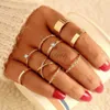 Band Rings FNIO Bohemian Gold Color Chain Set For Women Fashion Boho Coin Snake Moon Party 2021 Trend Jewelry Gift Y23