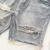 Mens Tasarımcı Kısa Jean Yaz Denim Vintage Sıska Delik Yüksek Sokak Aşınma Yarım Pantolon Diz Uzunluğu