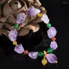 STRAND NATUURLIJKE STEEN Amethist Ruwe kralenarmband voor mannen Vrouwen genezen Crystal Gem Lucky Fashion Couple sieraden geschenken