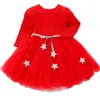 Meisjesjurken meisje's kerstbabymeisjes truien kleden schattige ster lange mouw peuter rode prinses 1-5 jaar winter herfst kinderkleding